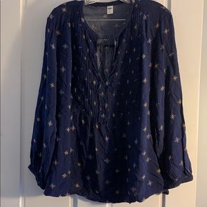 Pleated front blue Old Navy blouse